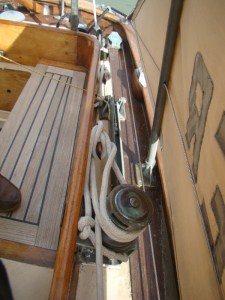 Original sheet winch and port side cockpit seat