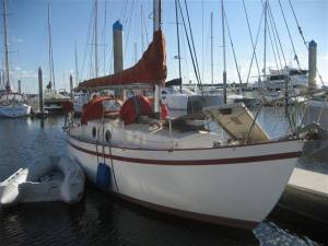 Moored at the Tin Can Bay marina in the Sandy Straits near Fraser Island. 